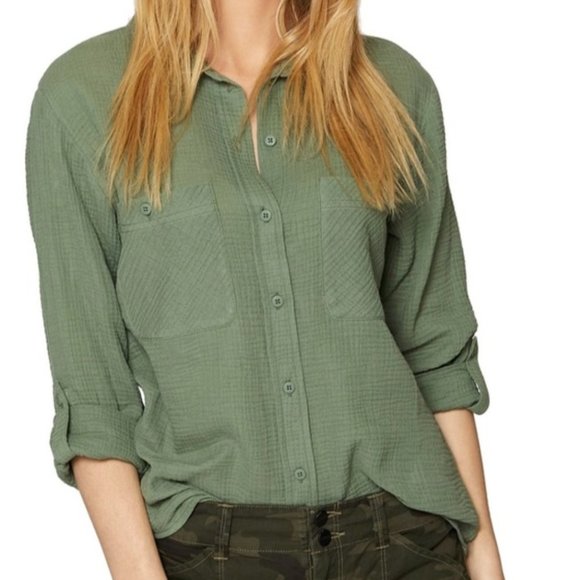 NWT $79 Sanctuary Boyfriend Relaxed and Oversized Blouse in Cadet - size XSP! - Picture 4 of 10